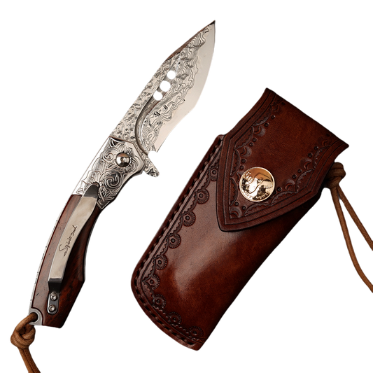 Folding Knife | Damascus Steel | Outdoor Camping | Meilong