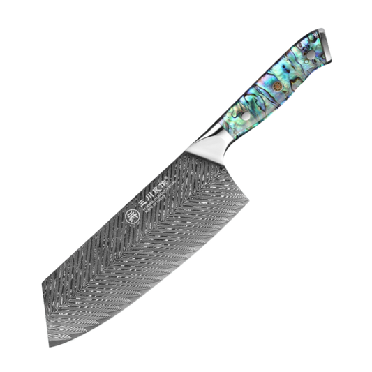 Damascus Steel Chinese Slicing Knife- Peacock Blue