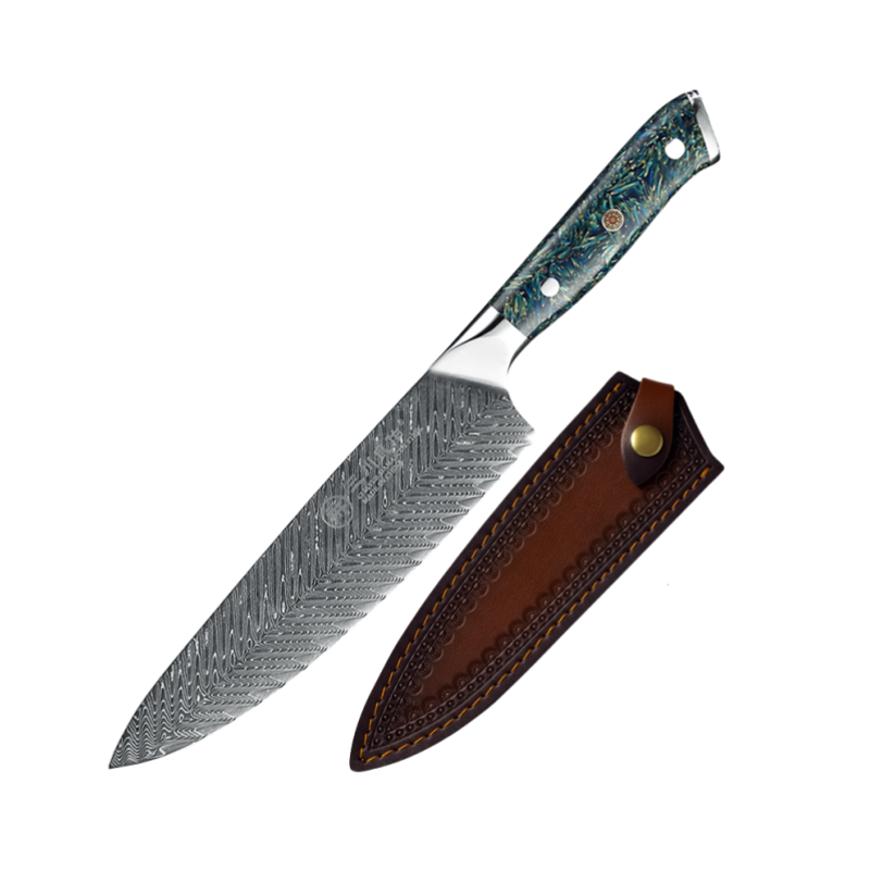 67 Layer Damascus Chef Knife with Seiko Husk + Resin Handle