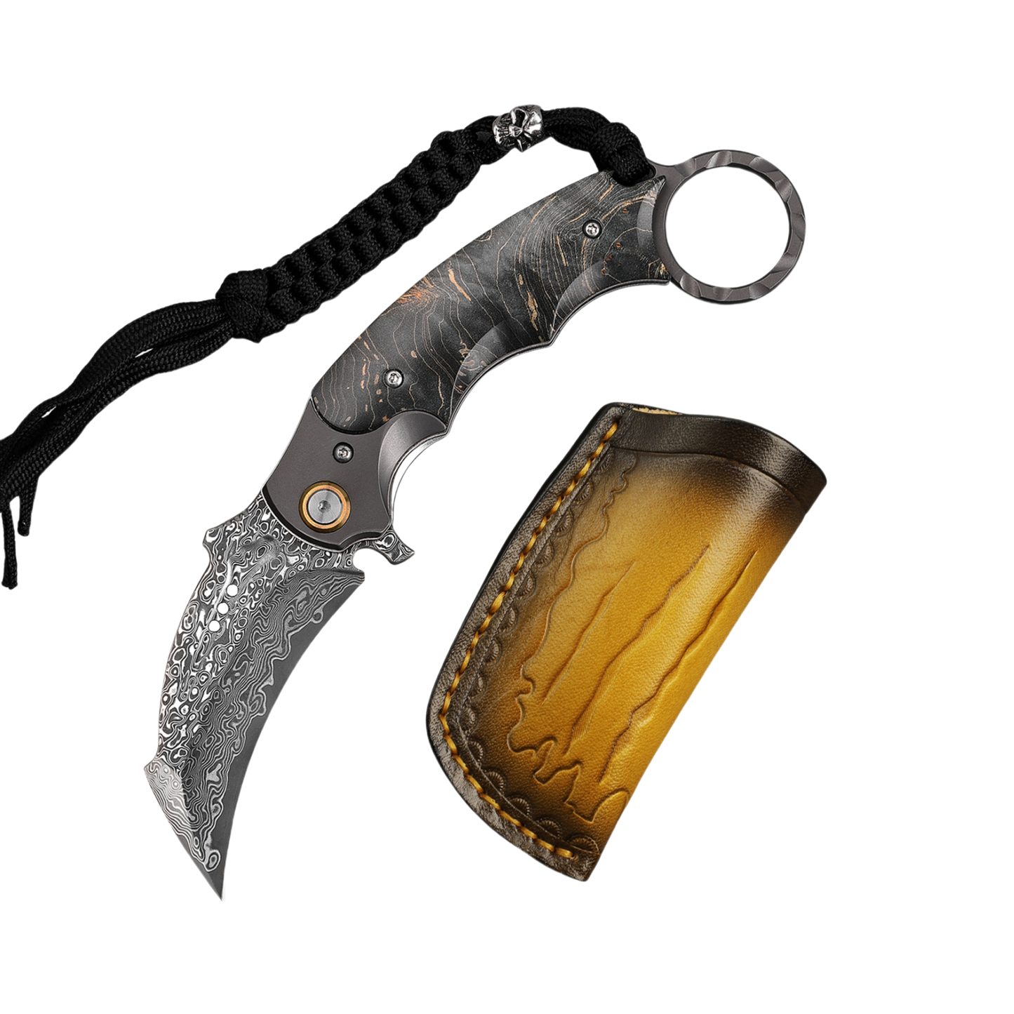 Damascus Steel Folding Knife -Violent Forest