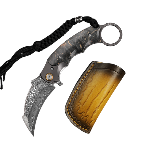 Damascus Steel Folding Knife -Violent Forest