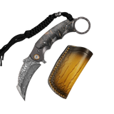 Damascus Steel Folding Knife -Violent Forest