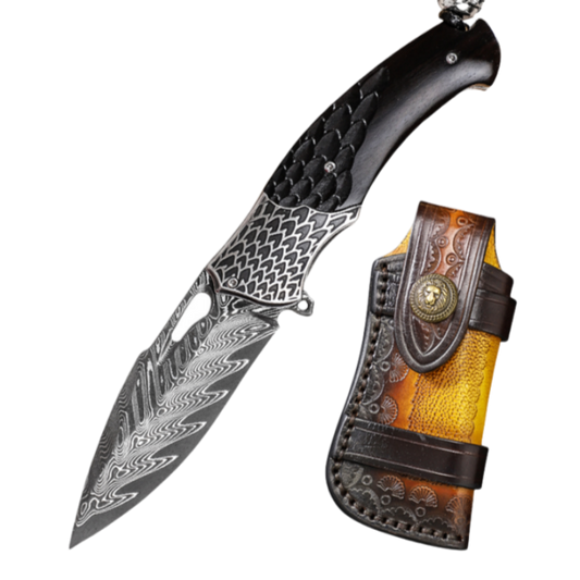 Folding Knife | Damascus Steel | Hand Forged | Desert Eagle
