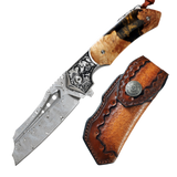 Damascus Steel Forged Folding Knife-The Submissive Dragon