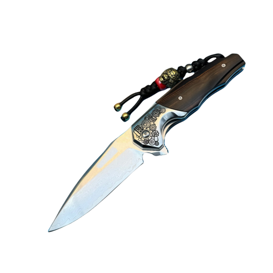 Folding Knife | VG10 Damascus steel | Desert Ironwood Handle | Engineering