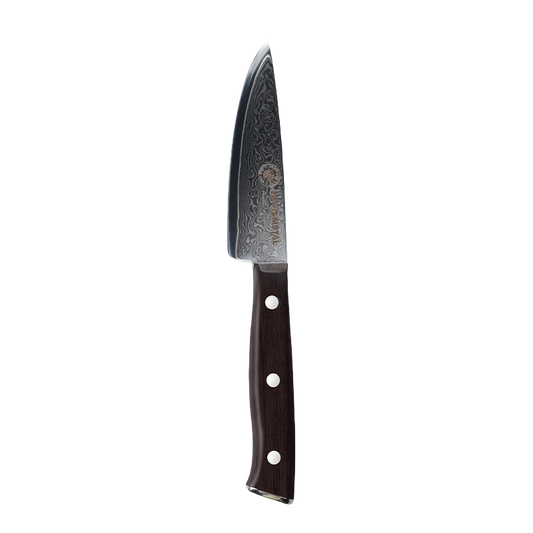 Damascus Paring Knife AUS-10 with Ebony Handle