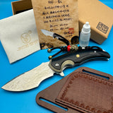 Folding Knife | Damascus Pattern Steel | Ebony Handle | Thunder Dragon