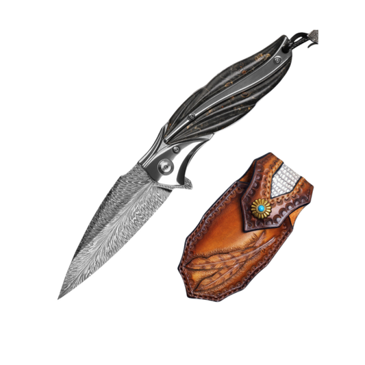 Feather Pattern | Forged Folding Knife | Hunting Knife