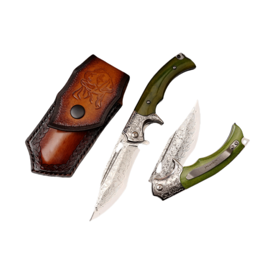 Damascus Steel Folding Knife- Japanese VG10 - Tengu