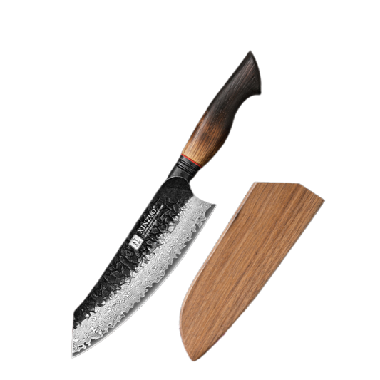 Chef's Kiritsuke | Santoku Knife | Damascus Steel | Ink Hammer Series