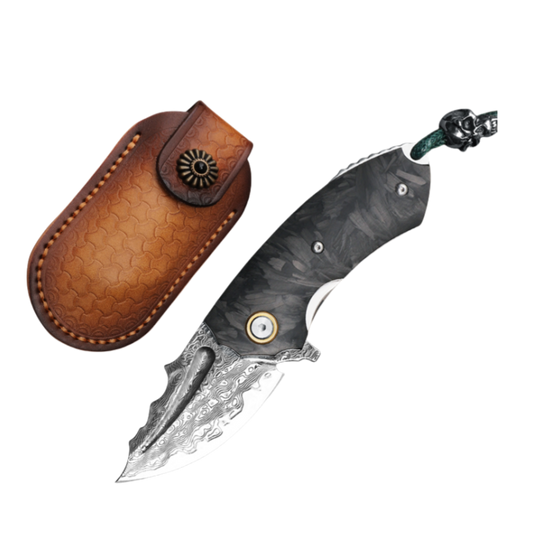 Folding Knife | Japanese VG10 Damascus steel | Demon Cow