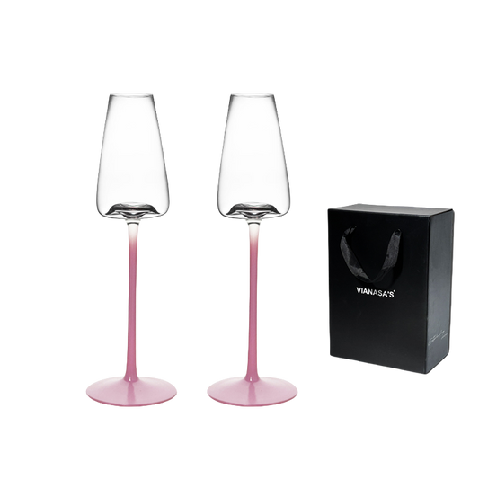 VIANASA'S Carat Pink Champagne Flutes - Goglasscup