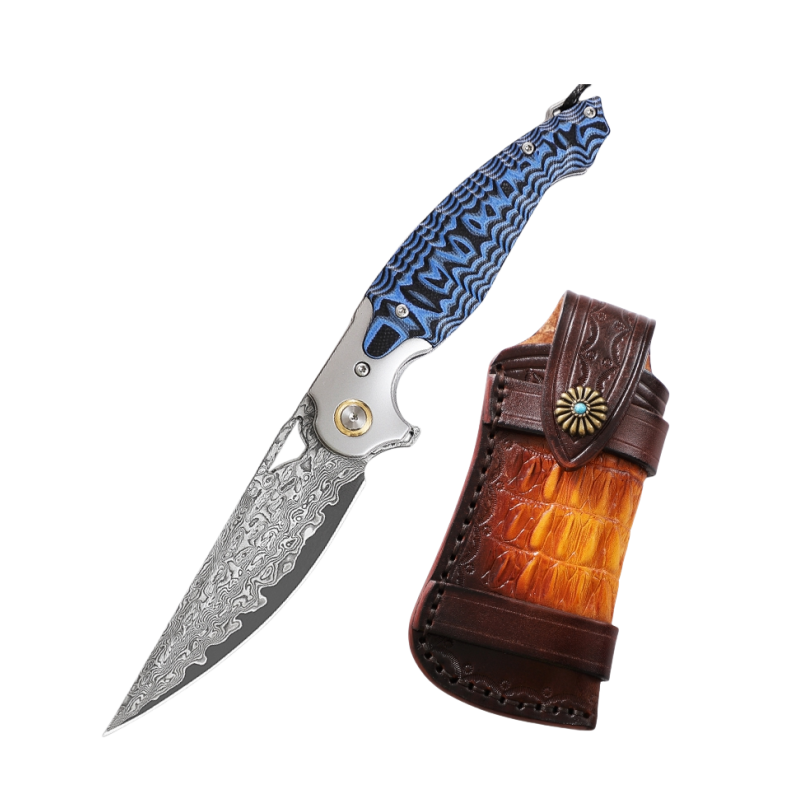 Folding Knife | Damascus Steel | Flying Fish