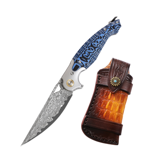 Folding Knife | Damascus Steel | Flying Fish