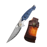 Folding Knife | Damascus Steel | Flying Fish