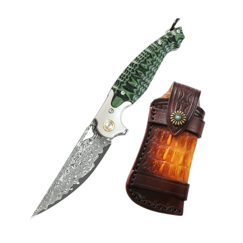 Folding Knife | Damascus Steel | Flying Fish