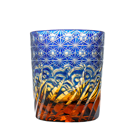 GOGLASSCUP Edo Kiriko Waves and Starry Sky Whiskey Glass GoGlassCup