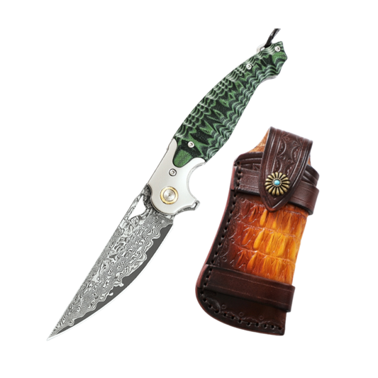 Folding Knife | Damascus Steel | Flying Fish