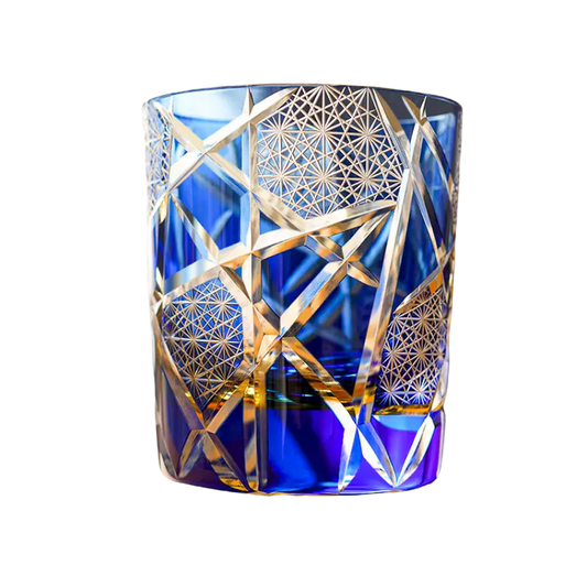 KAGAMI Edo Kiriko Whiskey Glass Lightning with Wooden Box