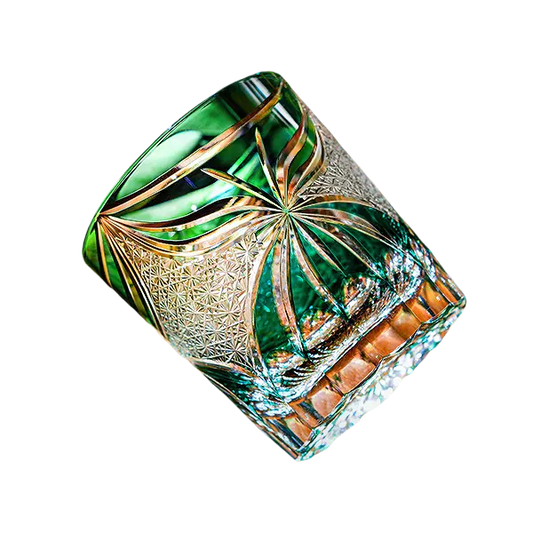 KAGAMI Edo Kiriko Whiskey Glass Butterfly with Wooden Box