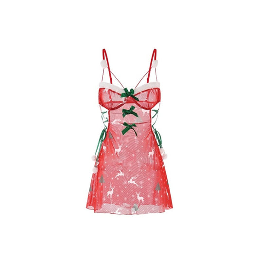 Christmas Lace Patchwork Slip Dress
