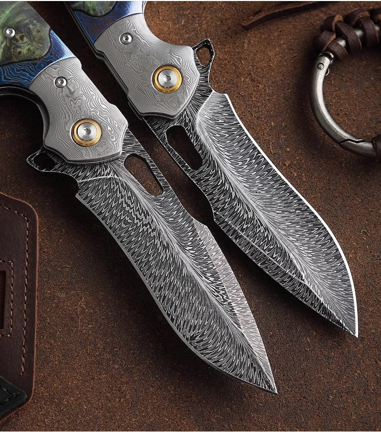 What is the feather pattern in Damascus?