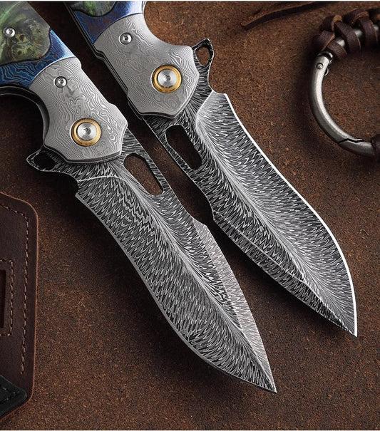 What is the feather pattern in Damascus?