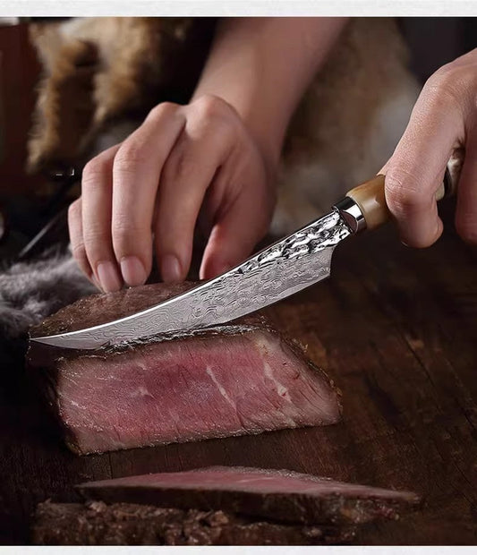 The Damascus Steel Portable Handmade Boning Knife