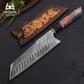 Damascus Steel Handmade 8" Santoku Knife with Stabilized Wood Handle