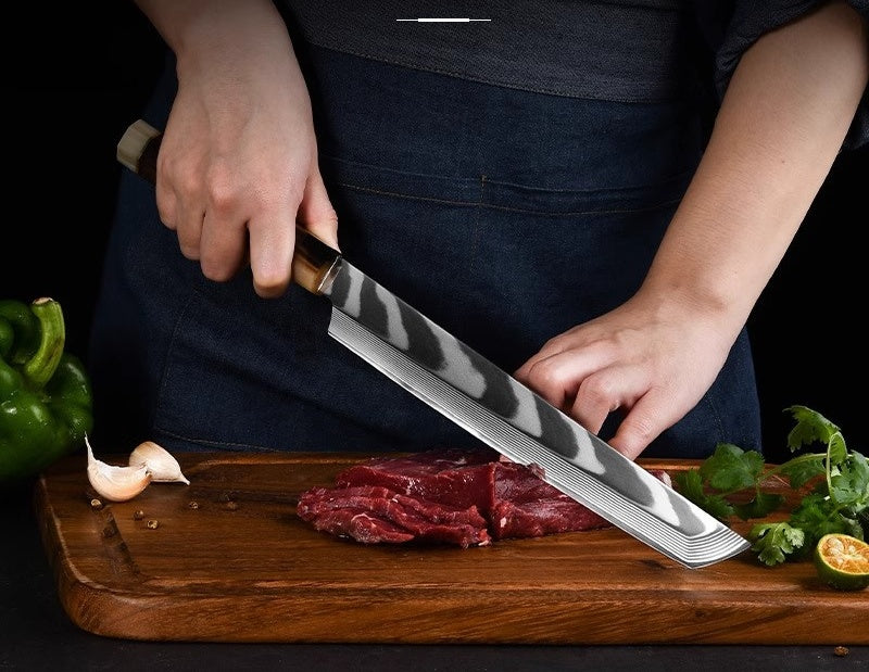 Damascus Steel Sashimi Knife with Octagonal Straight Handle