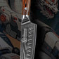 Damascus Santoku Knife with Golden Wood Handle
