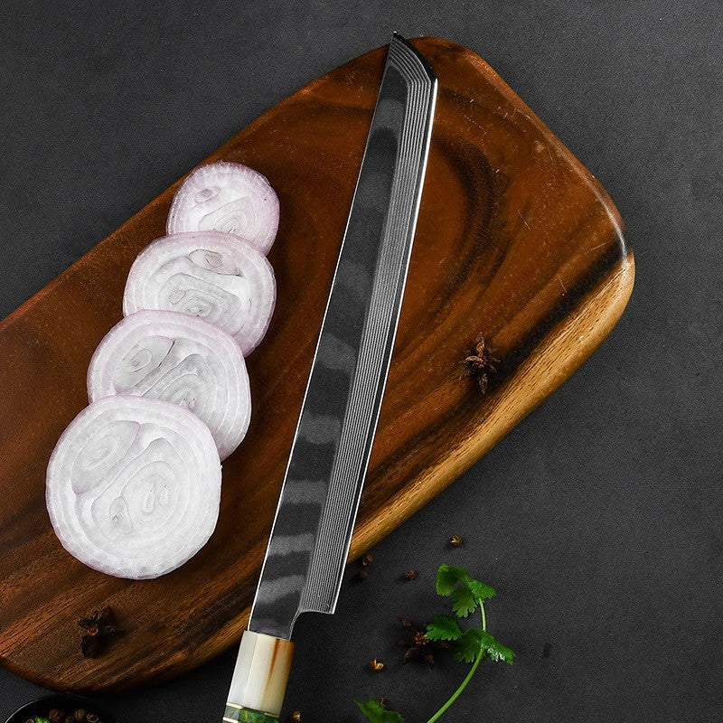 Damascus Steel Sashimi Knife with Octagonal Straight Handle