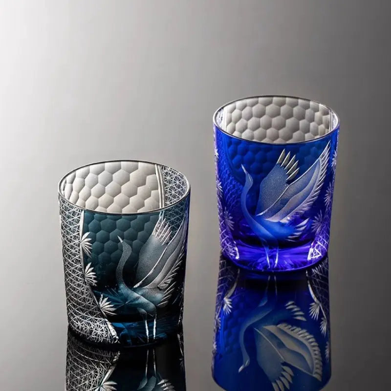 KAGAMI Edo Kiriko Whiskey Glass Crane