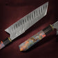 Damascus Steel Handmade 8" Santoku Knife with Stabilized Wood Handle