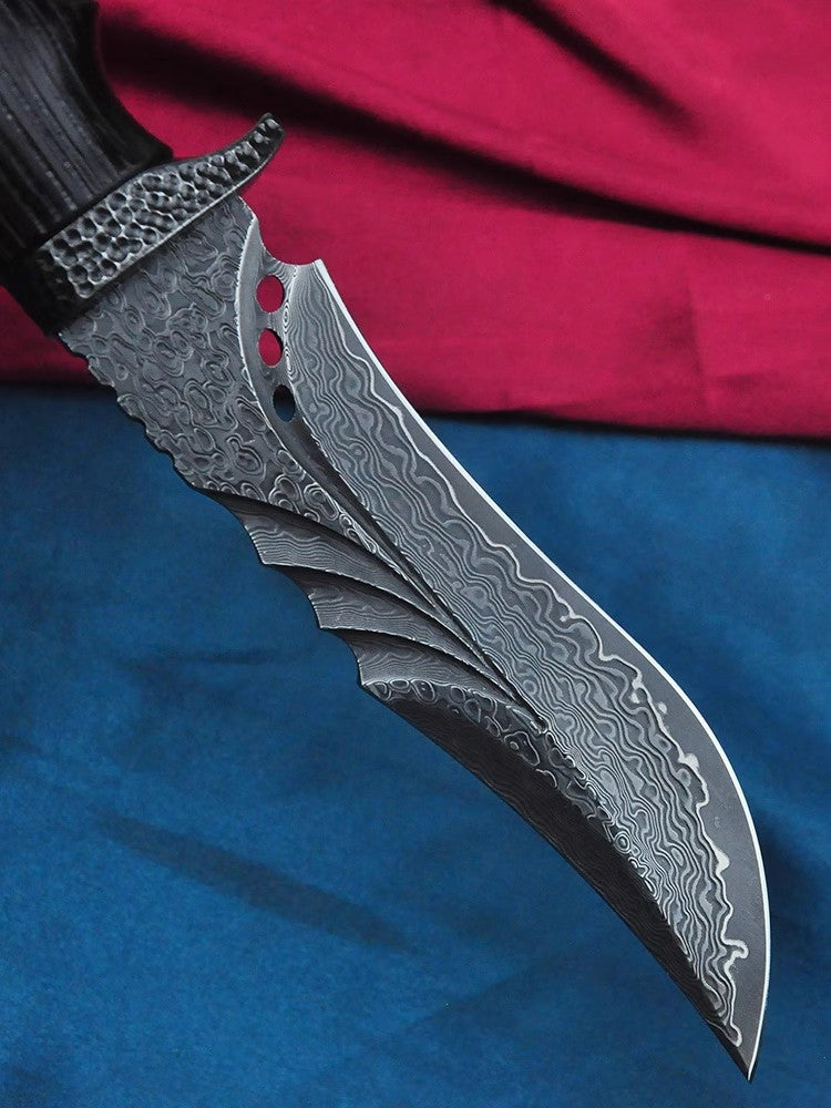 Outdoor Knife | Damascus Steel | Gray Wolf