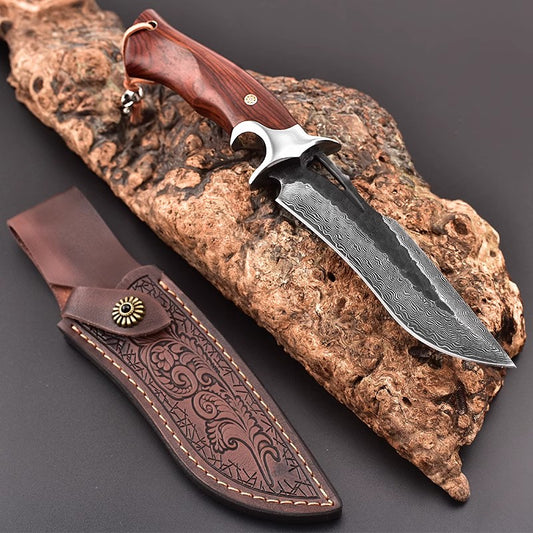 Damascus Steel Outdoor Survival Knife- 97 Layer