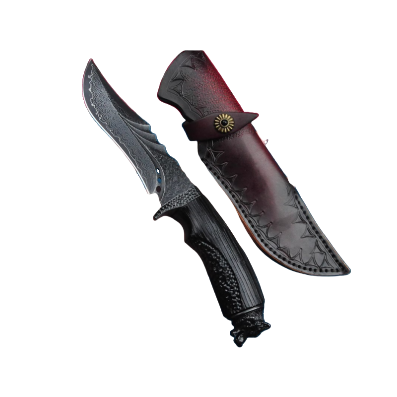 Outdoor Knife | Damascus Steel | Gray Wolf