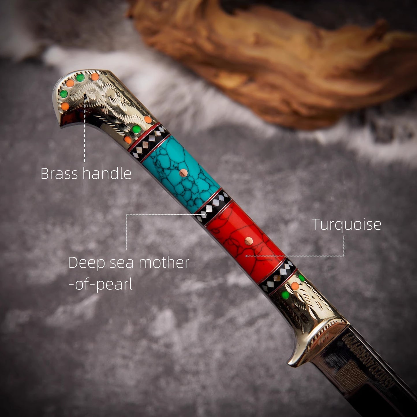 Hand-Forged Turquoise-Inlaid Copper Knife Sheath
