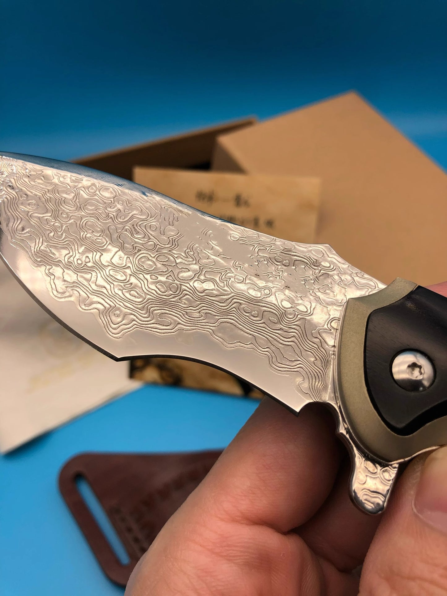 Folding Knife | Damascus Pattern Steel | Ebony Handle | Thunder Dragon