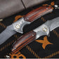 Folding Knife | Forged Feather Pattern | Black Tortoise
