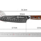 Damascus Santoku Knife with Golden Wood Handle