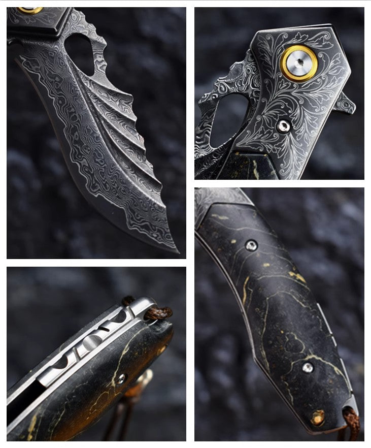 Folding Knife | VG10 Damascus Steel | Dark Night