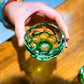 KAGAMI Edo Kiriko Wine Glass Jade Green Hydrangea - Goglasscup