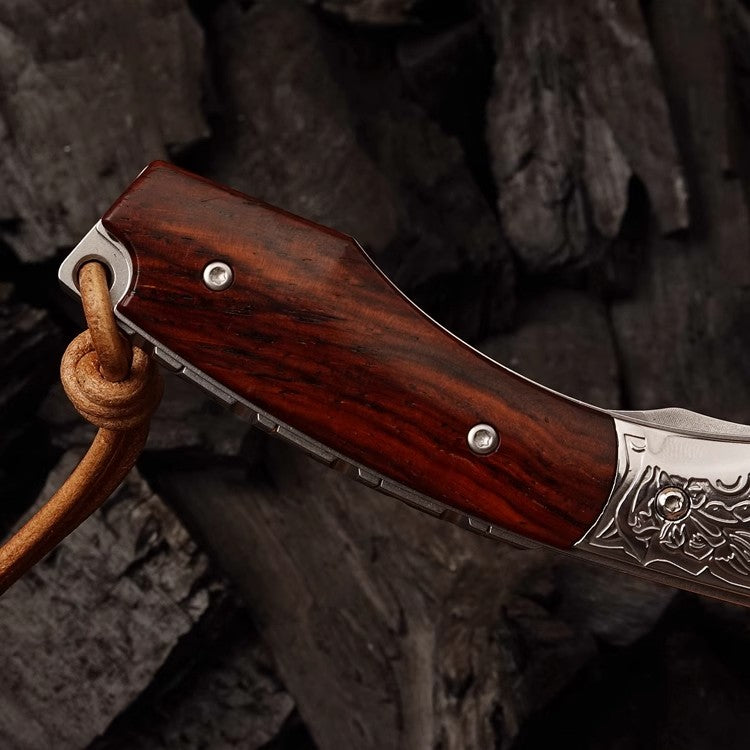 Folding Knife | Damascus Steel | Outdoor Camping | Meilong
