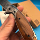 Folding Knife | Damascus Pattern Steel | Desert Ironwood Handle | Yellow Dragon