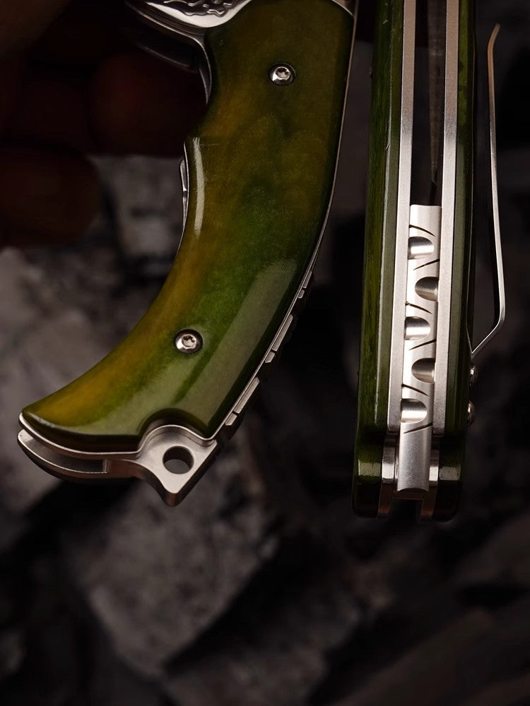 Damascus Steel Folding Knife- Japanese VG10 - Tengu