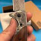 Folding Knife | Damascus Pattern Steel | Desert Ironwood Handle | Yellow Dragon