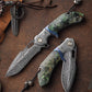 Feather Pattern Damascus Steel Folding Knife-Navigator