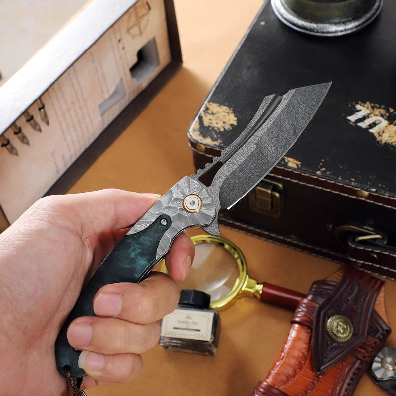 Forged Wootz Damascus Steel Folding Knife-Pirates of the Caribbean