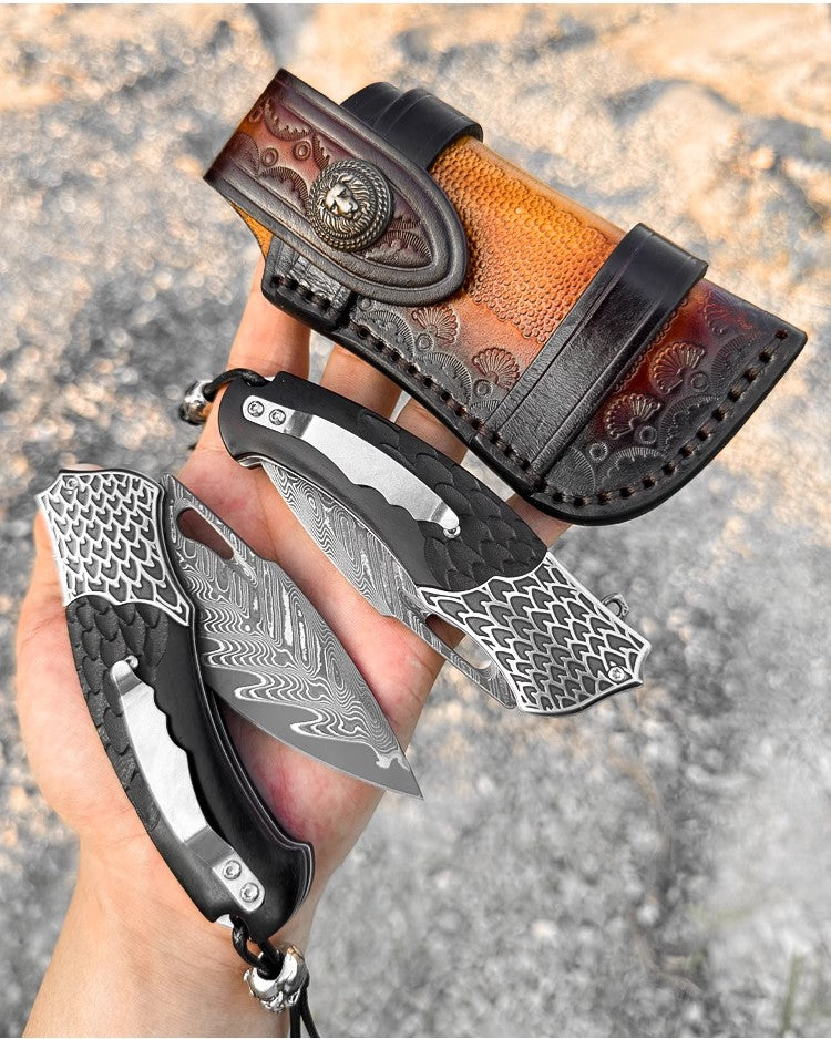 Folding Knife | Damascus Steel | Hand Forged | Desert Eagle